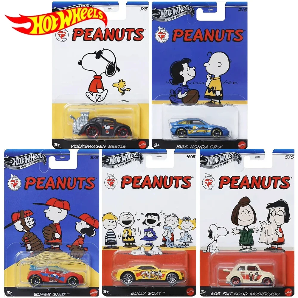 Hot Wheels Cars PEANUTS Snoopy 1985 HONDA CR-X VOLKSWAGEN BEETLE Auto Model Boys Toys Gift