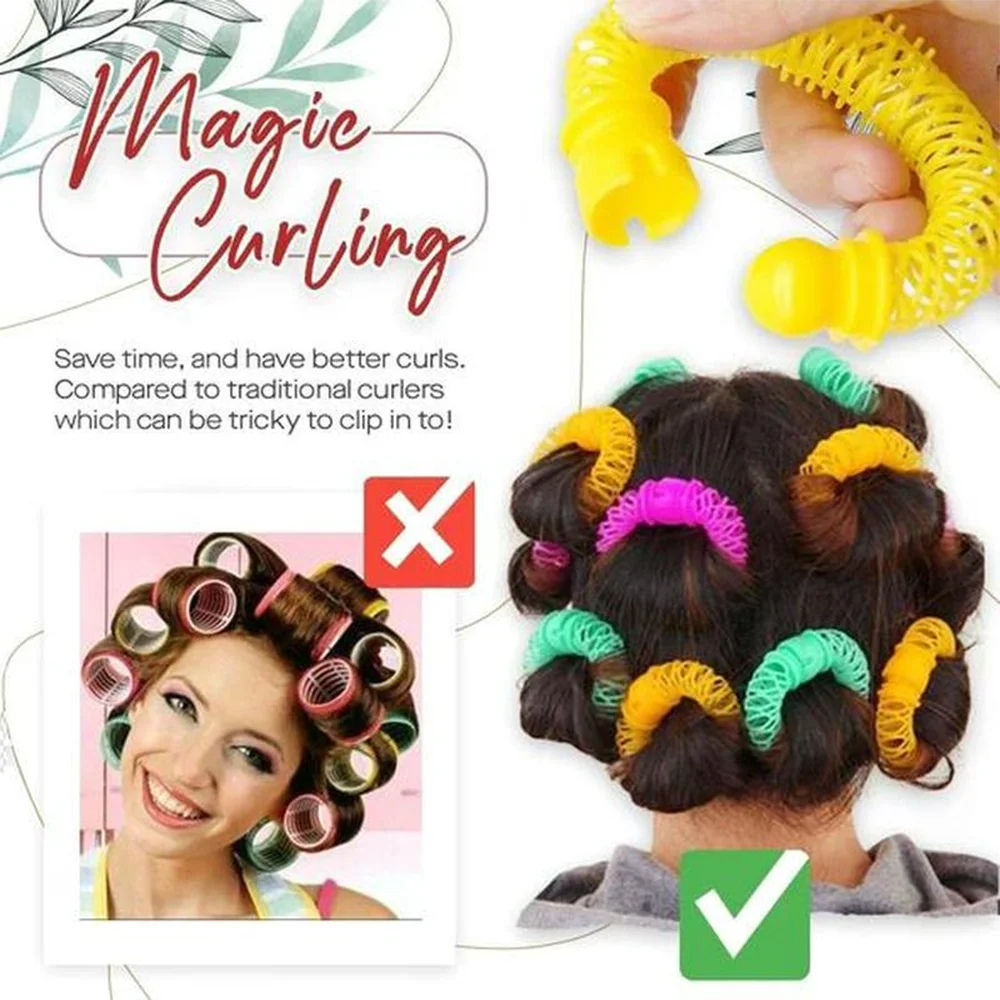 6/8pc Magic Hair Rollers Heatless Hair Donut Styling Curler Hairdresser Bendy Curl Spiral Curls DIY Hair Styling Tool for Women