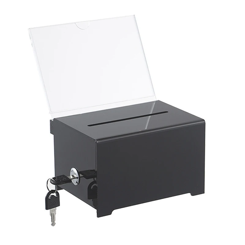 Transparent Acrylic Donation Box Multipurpose Storage Container Portable Suggestion Box With Lock