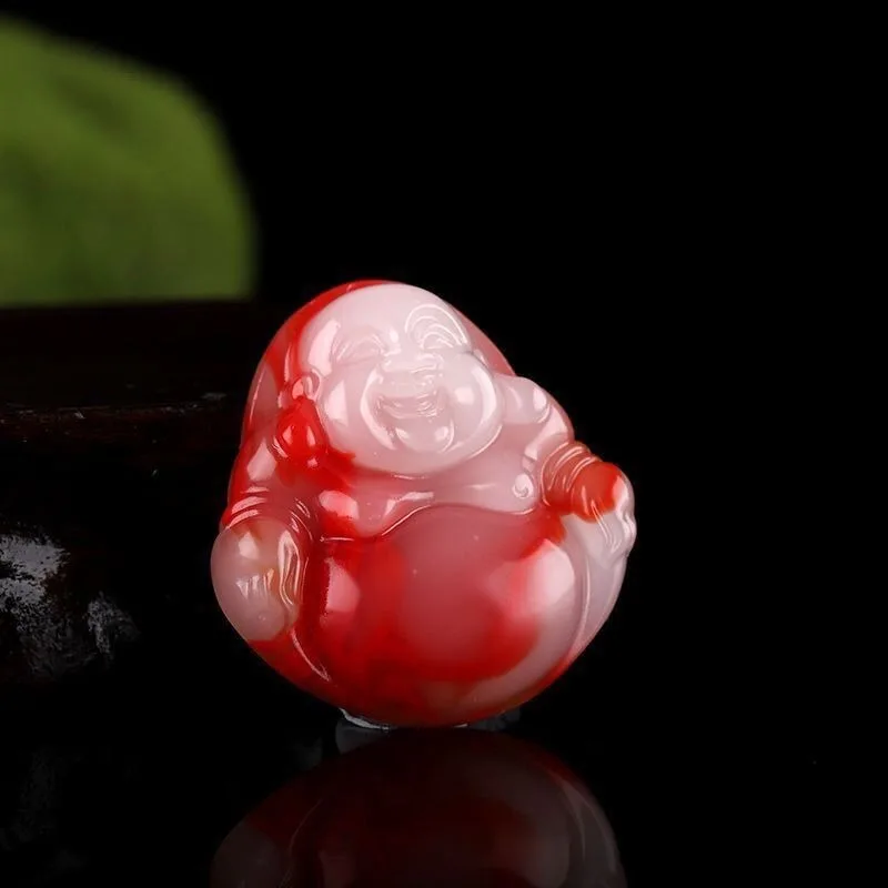 قلادة قلادة على شكل دم الدجاج الطبيعي من اليشم بوذا قونغ، إكسسوارات الموضة الكلاسيكية