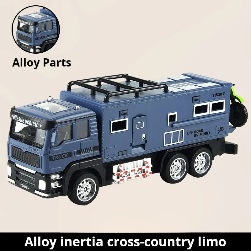 Modelo de vehículo todoterreno a escala 1:24, juguetes en miniatura para RV, puertas de luz con sonido fundido a presión de Metal, modelos de coches de Camping abiertos para niños