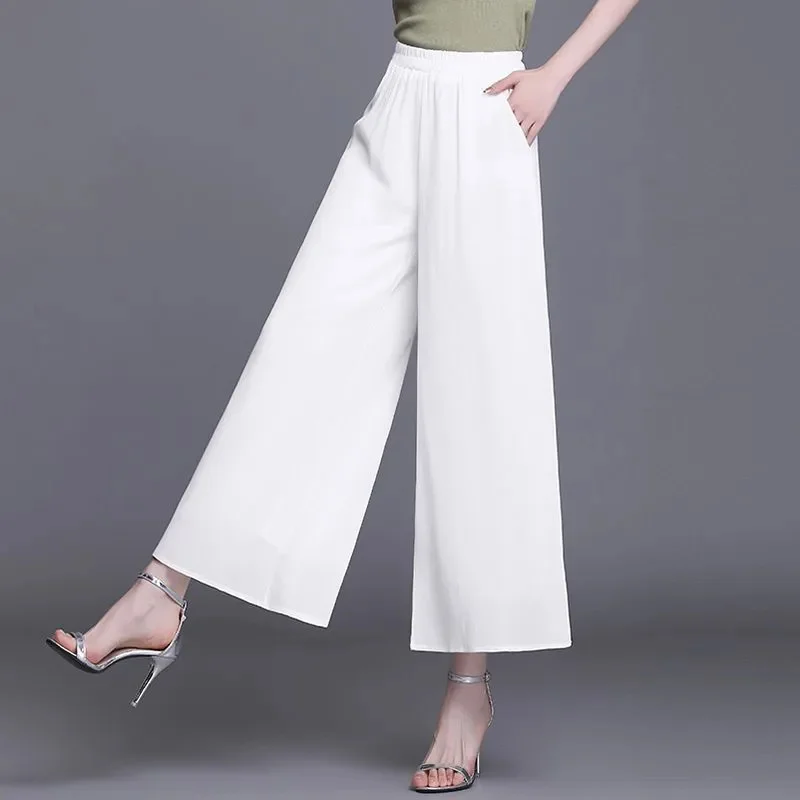 2023 nuovi pantaloni a gamba larga in Chiffon donna primavera e autunno pantaloni dritti moda a vita alta nove pantaloni Casual donna