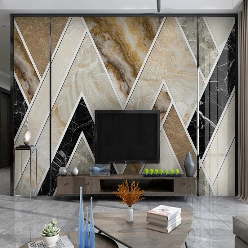 Custom Photo Wallpaper Modern Retro Abstract Gold Geometry Murals Living Room Bedroom Background Wall Paper For Walls 3D Fresco