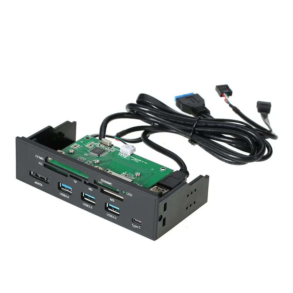 Internal Card Reader Media Multi-Function 5.25" Dashboard PC Front Panel Type-C USB 3.1 USB 3.0 Support CF MD XD MMC TF M2 MS