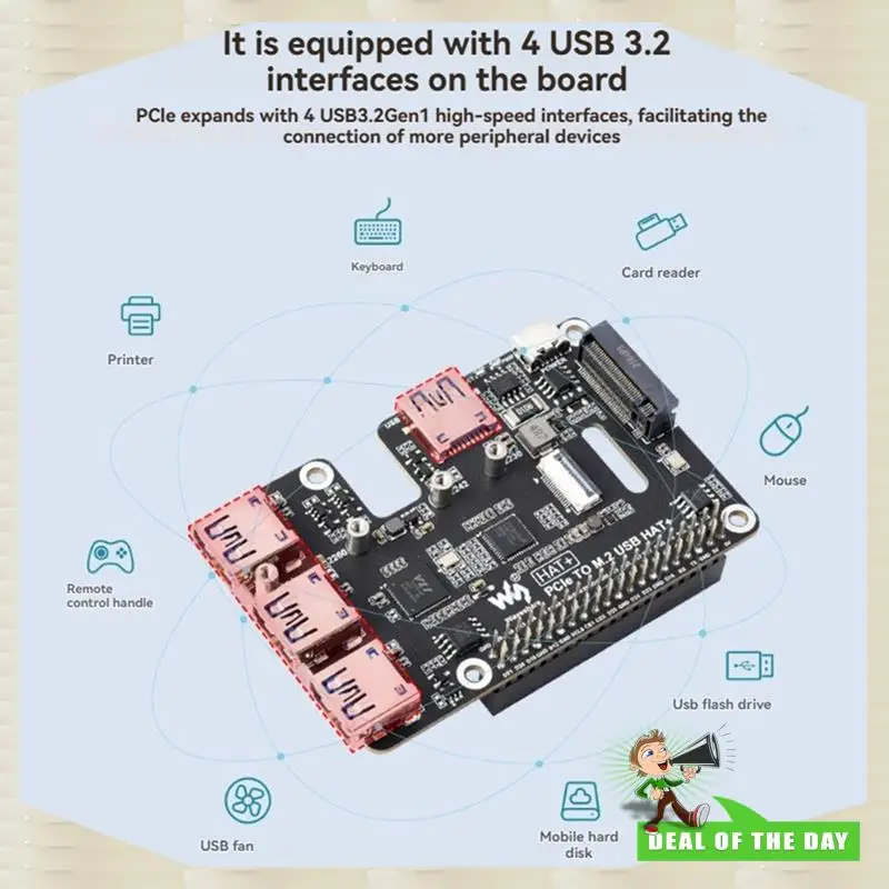

24-Hour Delivery Waveshare Supports Nvme Protocol Pcie To M. 2 USB 3.2 Expansion Board For Raspberry Pi 5 Expand 4-Port USB 3.2