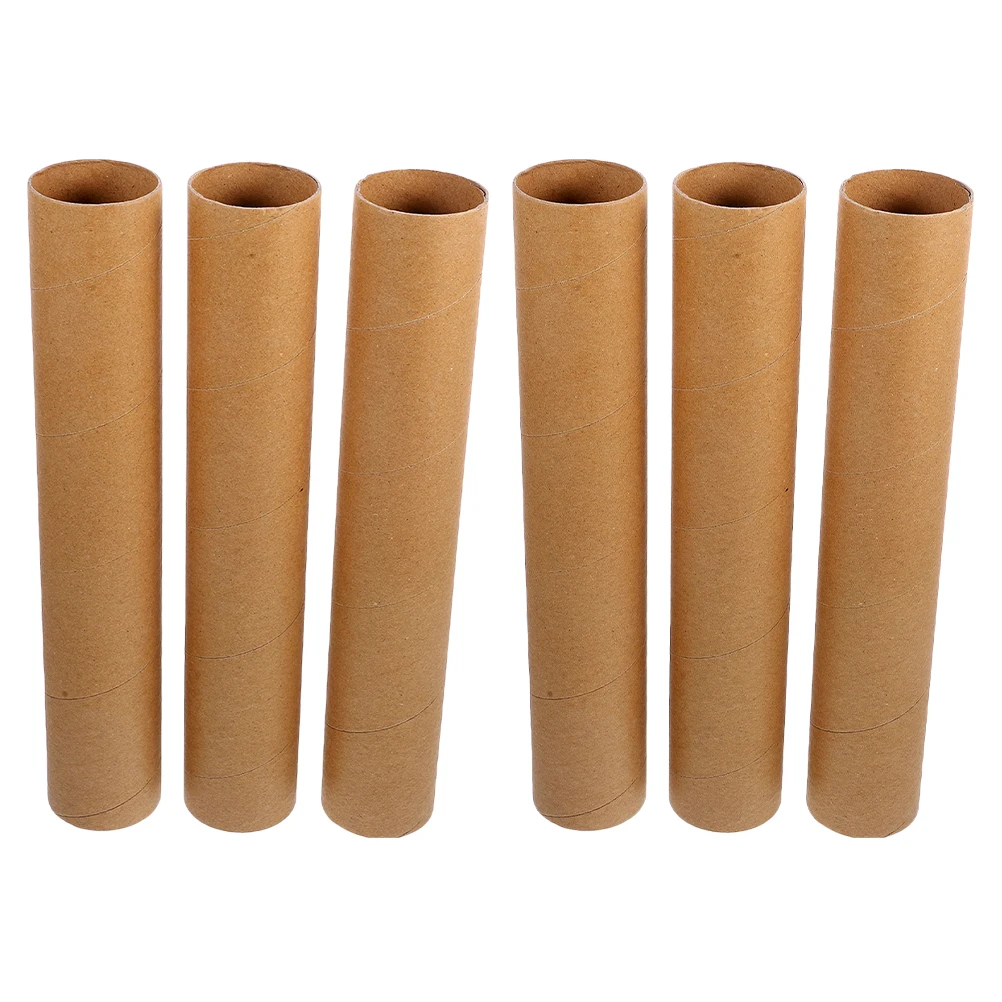 6pcs Paper Tubes Cardboard Craft Brown Scrapbooking Projects Diy Decorations Holiday Bulk Sturdy Natural Color Painting