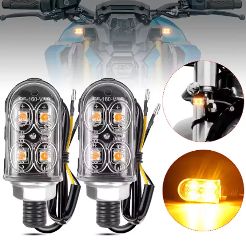 

8mm Mini LED Motorcycle Turn Signal Lights Flasher Blinker Indicator Lamp For Honda Yamaha Cafe Racer Mini Moto Turn Signal
