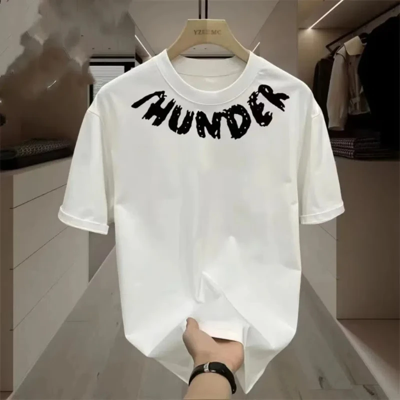 

American Style Fashion Summer Men New Pure Cotton T-Shirts O-Neck Printing Ins Trend Versatile Casual Short Sleeve Loose Tops