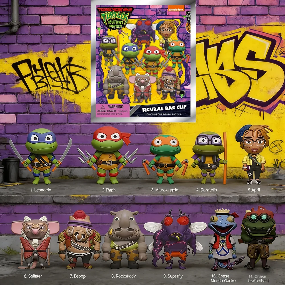 1 Stück Teenage Mutant Ninja Turtles 3D-Figur Überraschungsbeutel Taschenclip Sammlerstück Überraschungspack Schlüsselanhänger Zufällige Auswahl Großartiges Geschenk