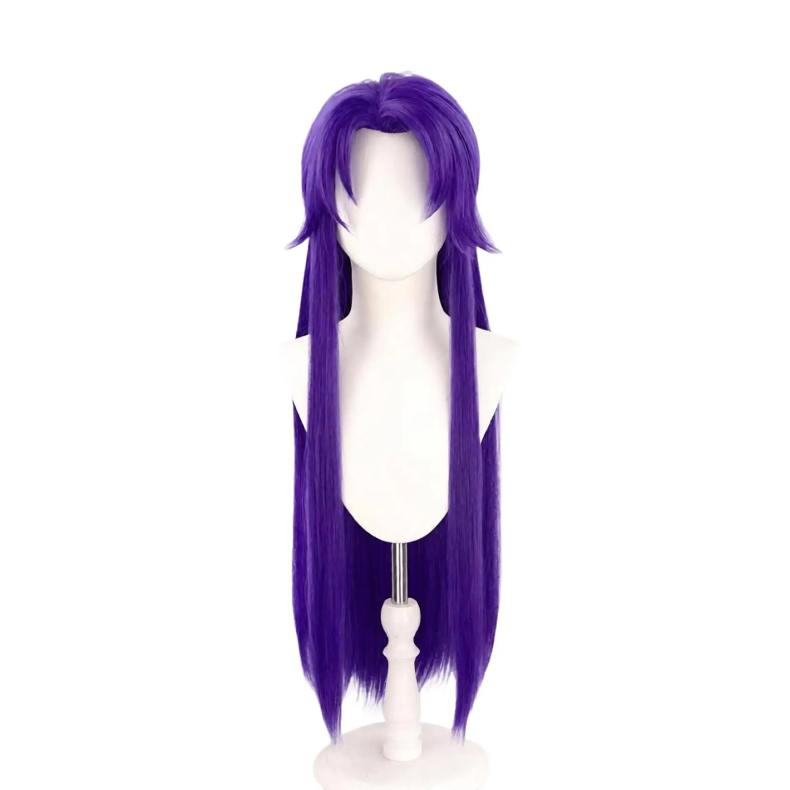 Jester Dark Purple Cosplay Wig Game Men Long Straight Synthetic Hair Wig Heat Resistant Halloween Costume Accessory