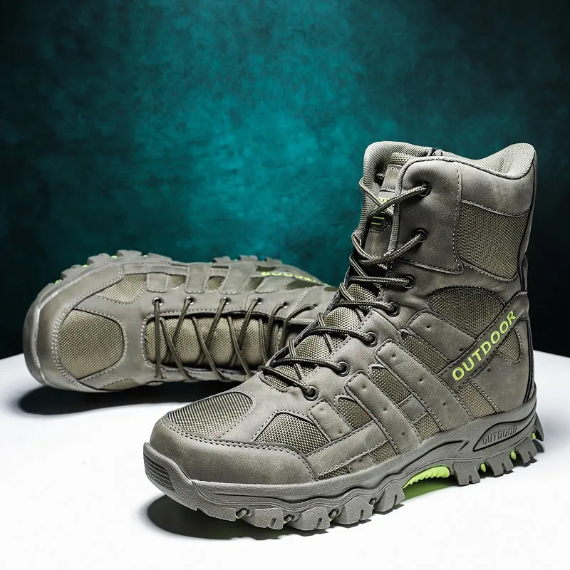 High Quality Men's Brand Hiking Shoes Anti-slip Outdoor Desert Combat Men's Boots High Top Trekking Climbing Boots Work Shoes