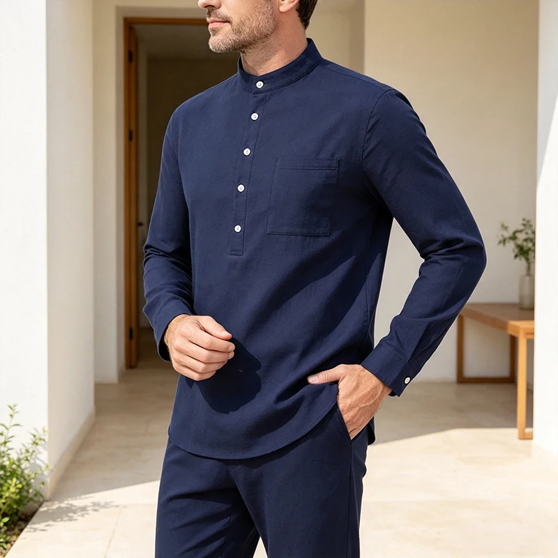 2026 Men Henley V Neck Short Sleeve Shirt Button Cuff Detail Loose Fit Cotton Linen Blend Daily Vacation Summer Casual Tee Top