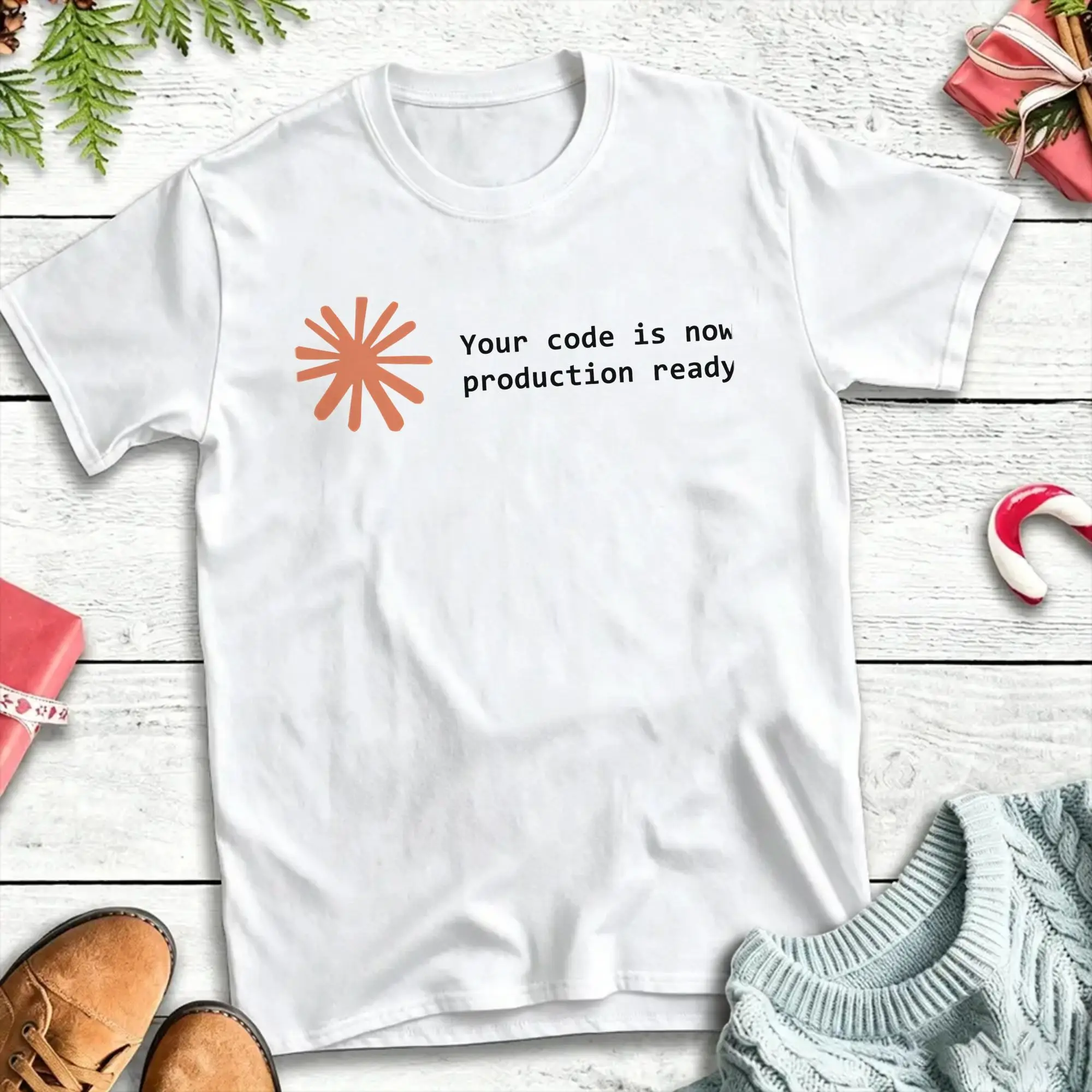Your code is now production ready Fashion T Shirts  100 Cotton Tee Shirt for Man Y2K Fun Design Short Sleeve Clothes