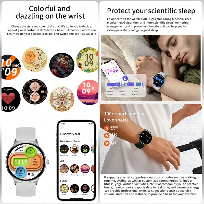 HD Stylish High-end Women Smart Watch 1.43" HD Screen 7.9 Ultra-thin  Bluetooth Call Sleep Monitoring 100+Sport Mode Smart Watch