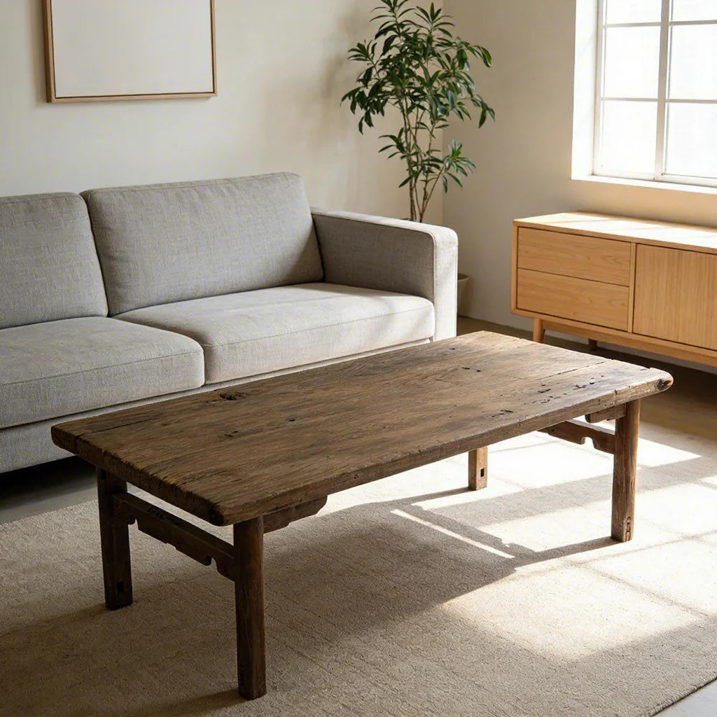 # High-end Solid Wood Simple Modern Living Room Coffee/Tea Table Natural Wood Color Rectangular