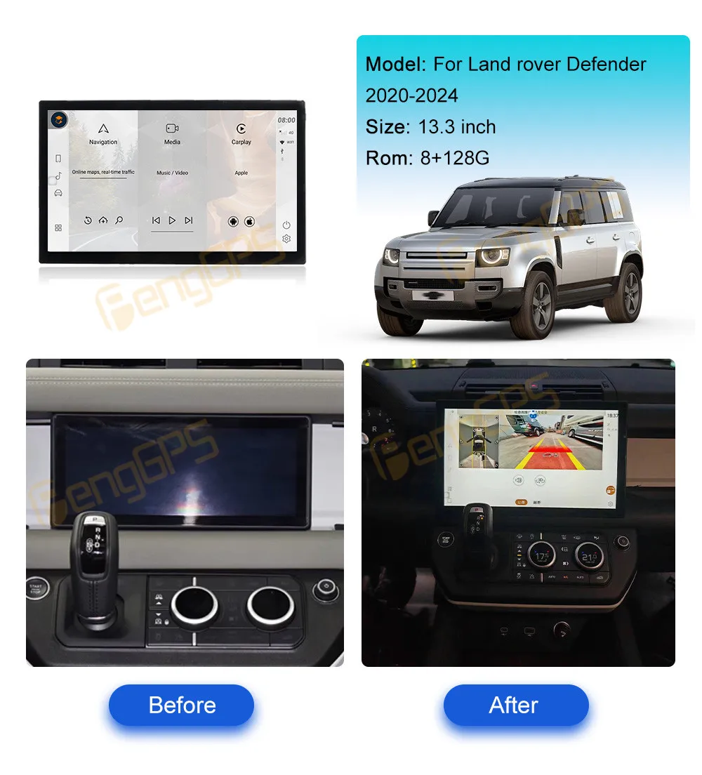 

13.3 Inch Android 13 Car Radio For Land Rover Defender 2020-2024 Stereo Receiver Autoradio Multimedia Player GPS Navi Head Unit