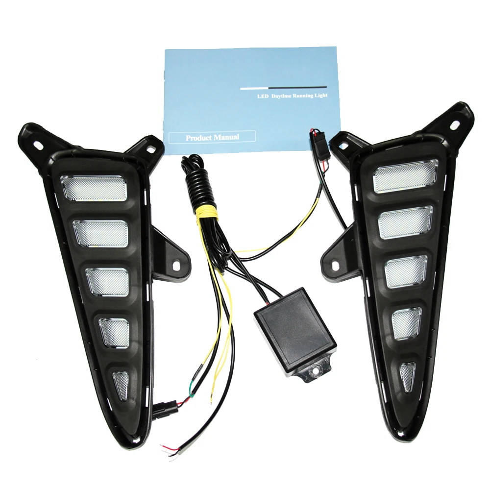 

Fit for Toyota C-HR CHR 2017-2019 White Daytime Running Lights Yellow Turn Signal Kit Daytime Running Lights