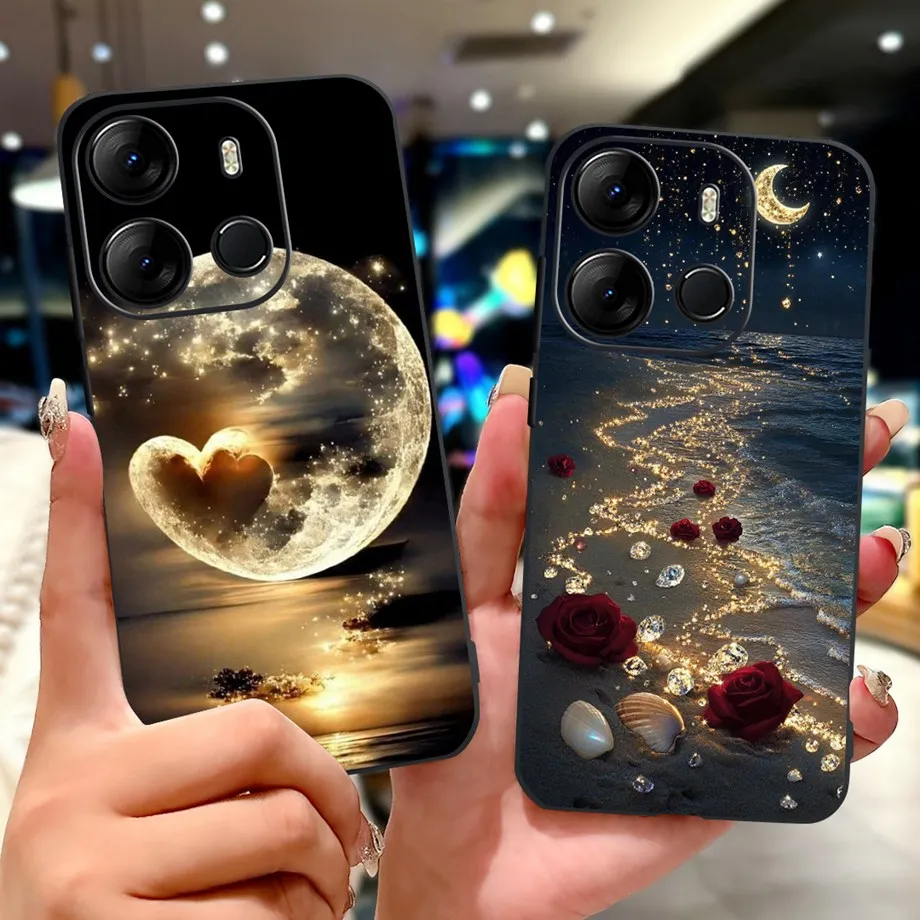 حافظة لهاتف Tecno Pop 7 Pro pop7 BF6 BF7 / Spark GO 2023 حافظة ناعمة غير لامعة من السيليكون Funda Bowknot مصد حيوانات كرتونية فاخرة على شكل زهرة