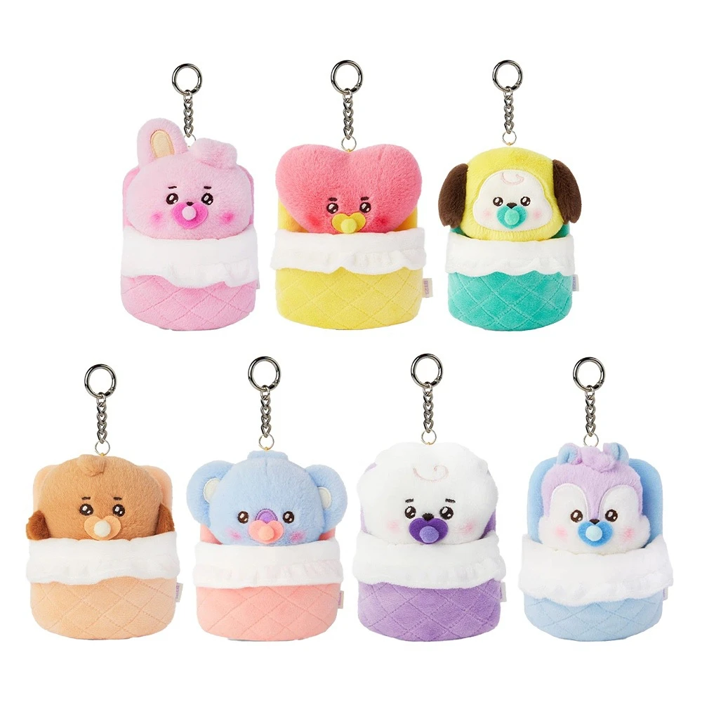 Kawaii BT21 Cartoon Tata Rj Chimmy Cooky Shooky Mang Koya Sleeping Bag Series Cartoon Plush Keychain Pendant Girl Bag Pendant