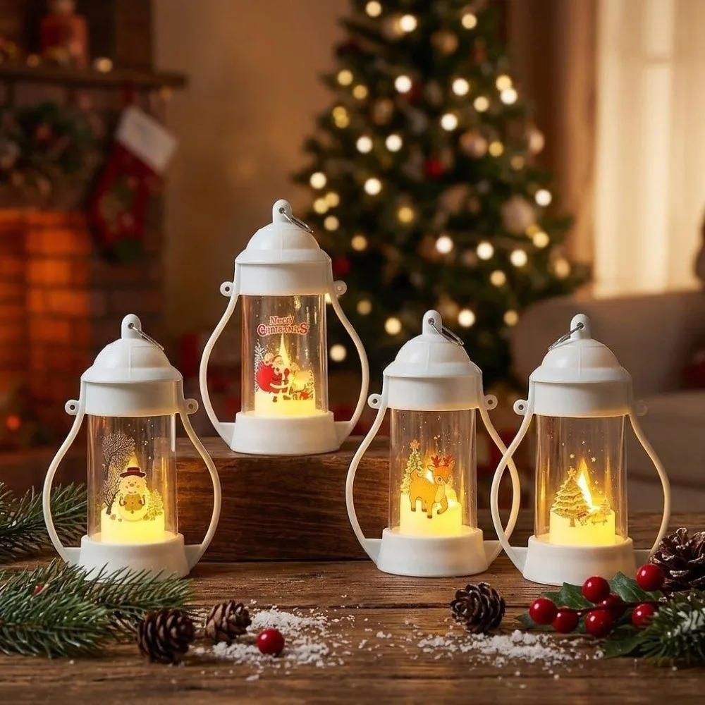 Creative Santa Claus Christmas Lantern Durable Glowing Christmas Wind Lamp Atmosphere Elk Desktop Christmas Lamp Home Decor