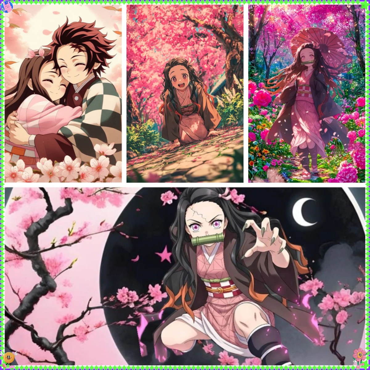 DIY Ölgemälde nach Zahlen Dämonentöter: Kimetsu No Yaiba Fan Fiction Heimdekoration Wand Wohnzimmer Dekor Bestes Geschenk Rahmen