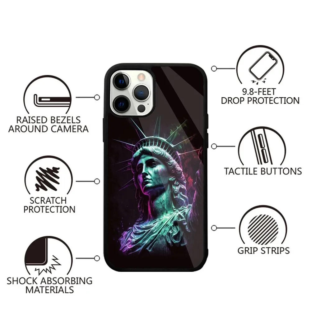 America Statue of Liberty Phone Case Strong Magnetic For IPhone 15,14,13,Pro,Max,Plus,11,12,Mini For Magsafe Wireless Charging