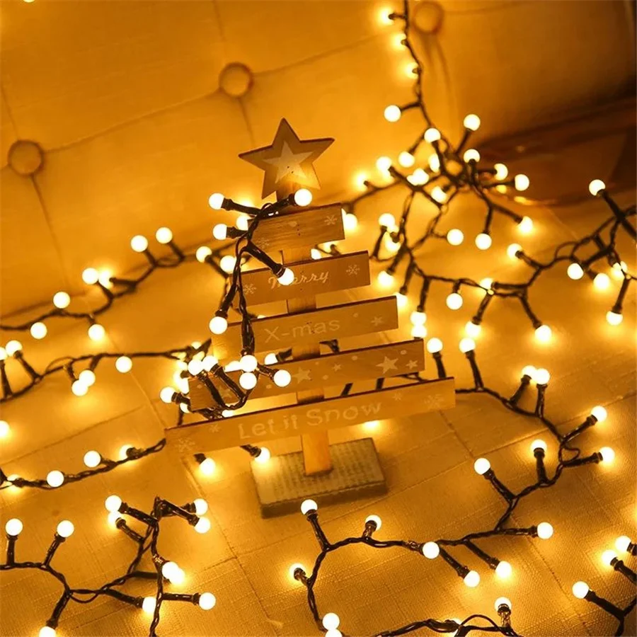 LED Globe Ball Christmas Fairy String Lights Outdoor 250/500Leds Firecracker Garland Lights for Party Wedding Garden Patio Decor