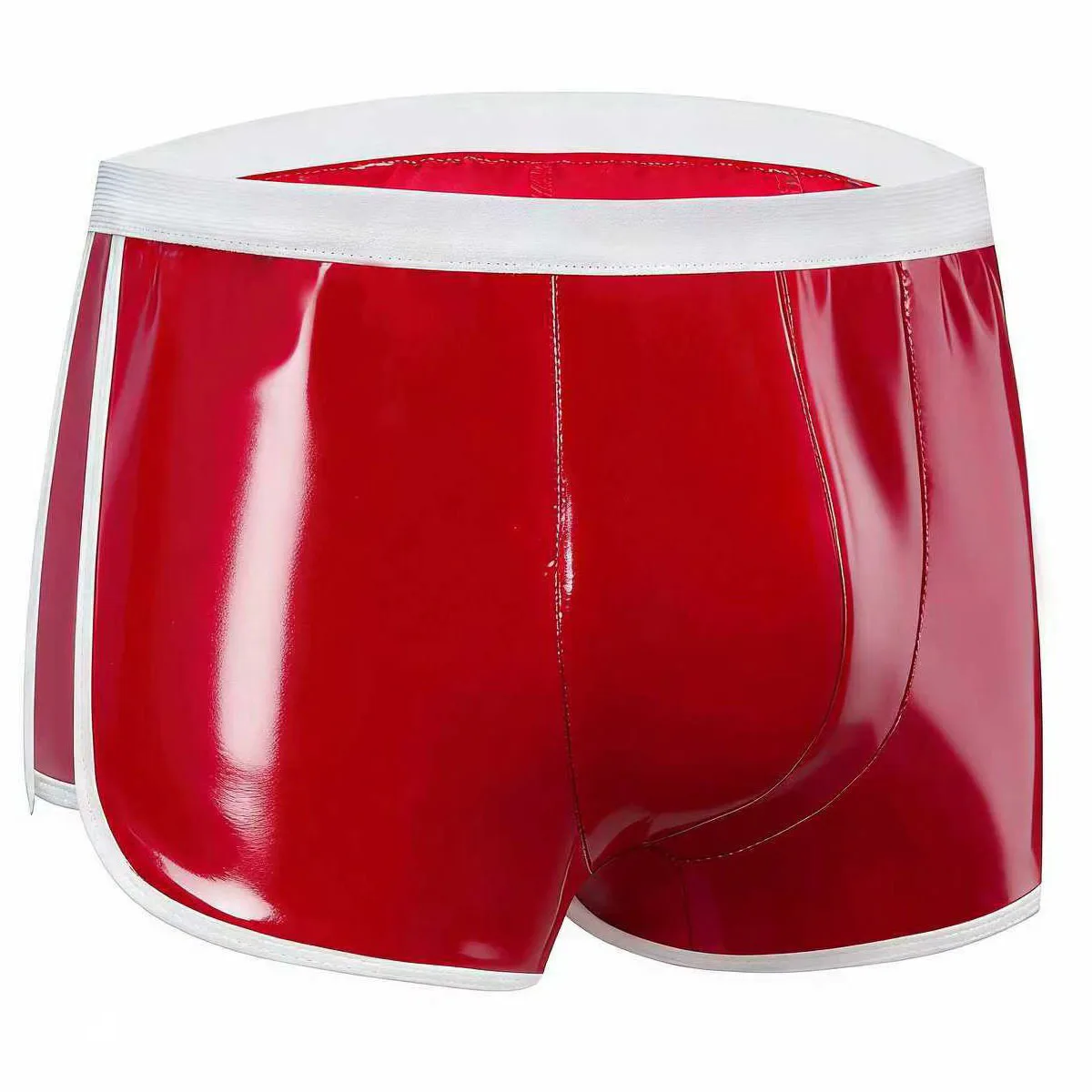 Plus Size S-5XL Sexy Men's Boxers Glossy PVC Leather Boxer Shorts Latex Wet Look Shiny Faux Leather Underpants Male Underwear
