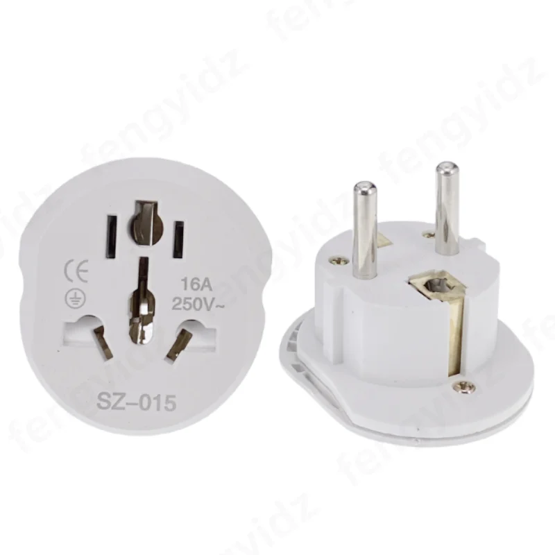 EU Plug Adapter 16A 250V Travel Adapter Converter 2 Round Socket High Quality Universal AU US UK CN To EU KR Wall Socket