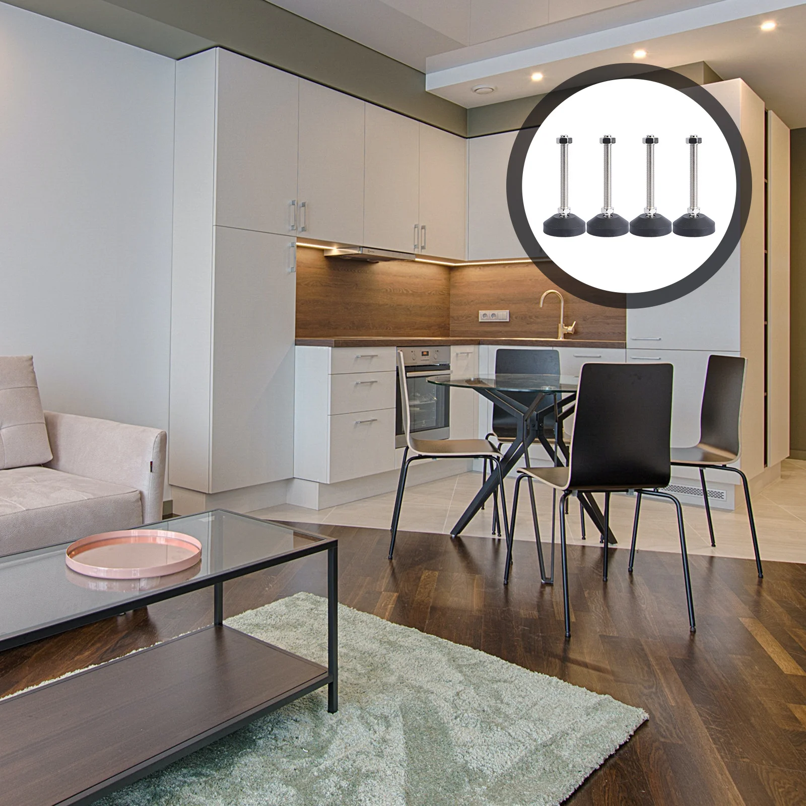 

4Pcs Anti-Slip Bearing Cup Mechanical Feet Adjustable for Furniture Shelves Equipment Height Balance Support Non-Slip