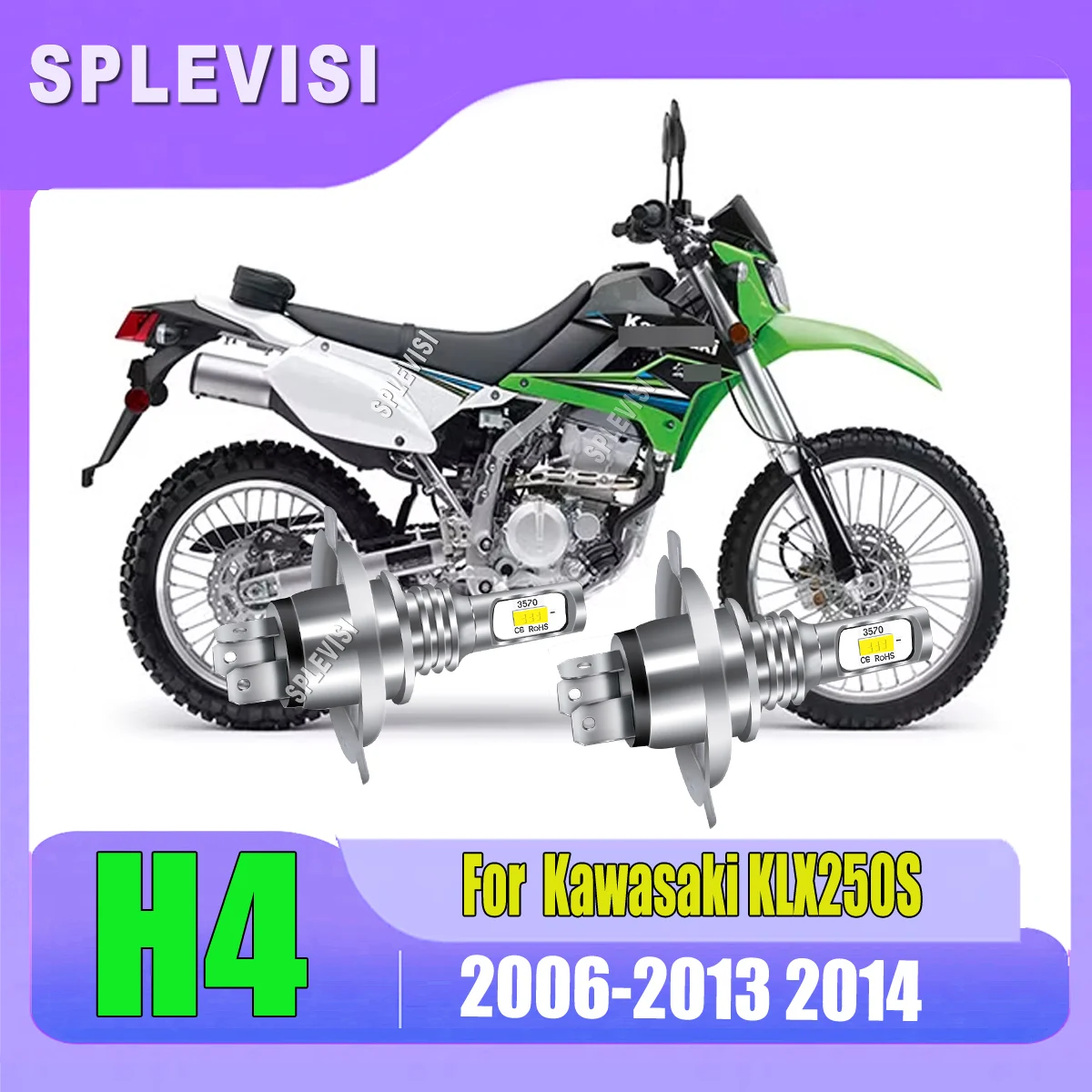 

H4 9003 LED Headlight High Low Bulbs -simply remove the original bulb For Kawasaki KLX250S 2006 2007 2008 2009 2010 2011-2014