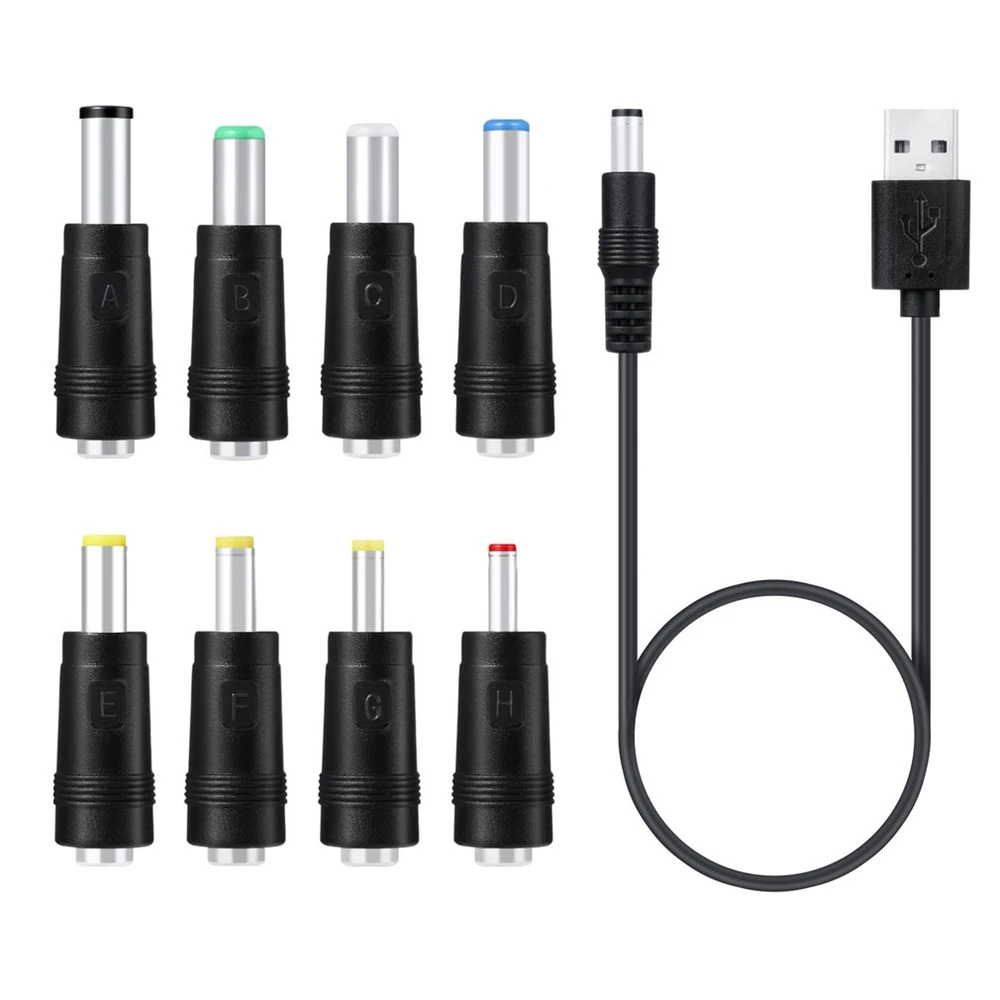 DC Charging Power Cord USB To 5521 Multifunctional DC Interchangeable Plug Male 8 in 1 Charging Cable