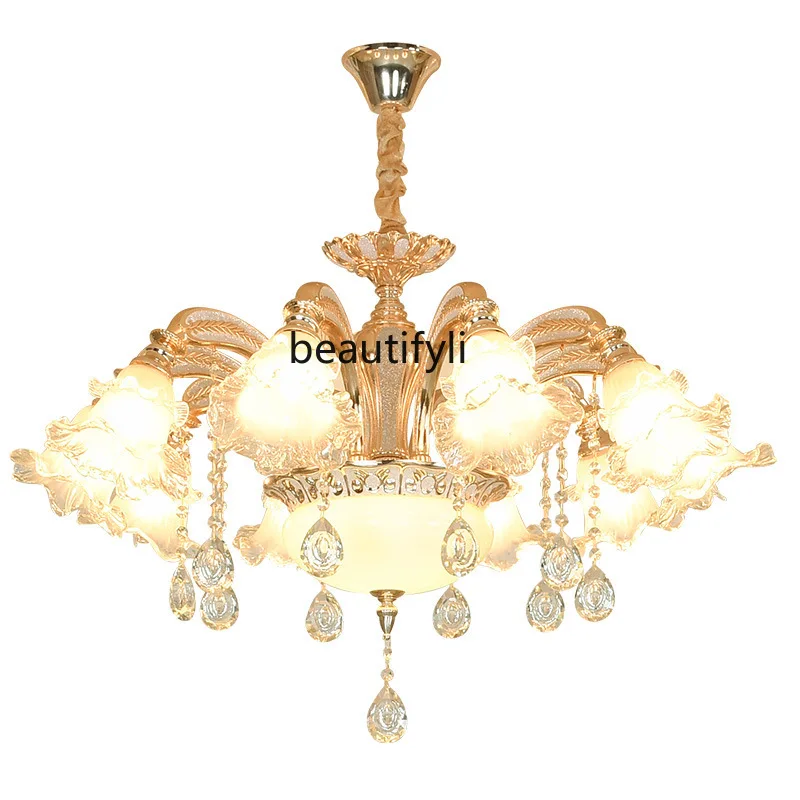 HJ Chandelier Living Room Bedroom European Modern and Simple Splendid Crystal Lighting