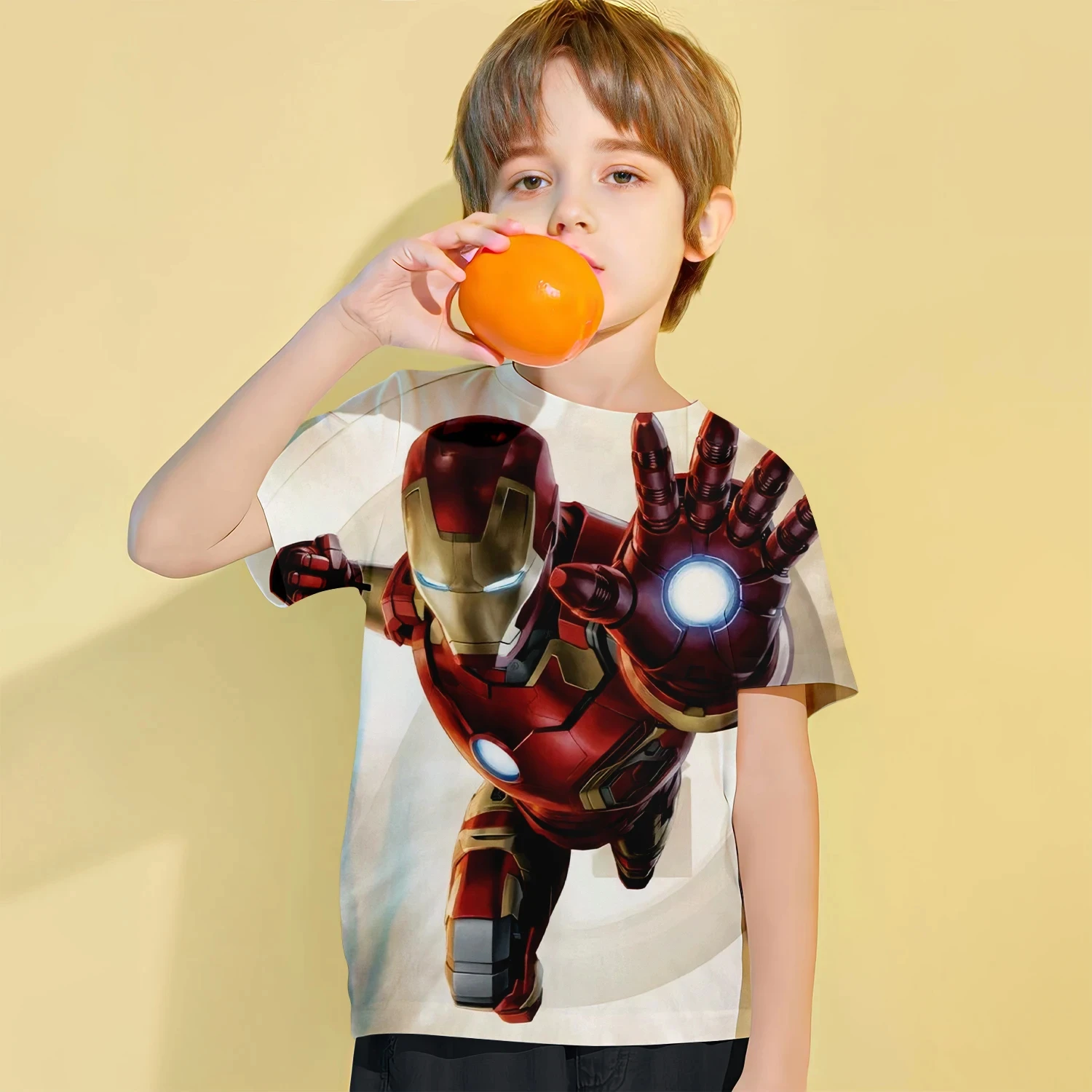 Summer Kids Cartoon Iron Man Tops Tees 3D Print Tshirt Children Casual Short Sleeve Clothing Boys Girls Sports Streetwear