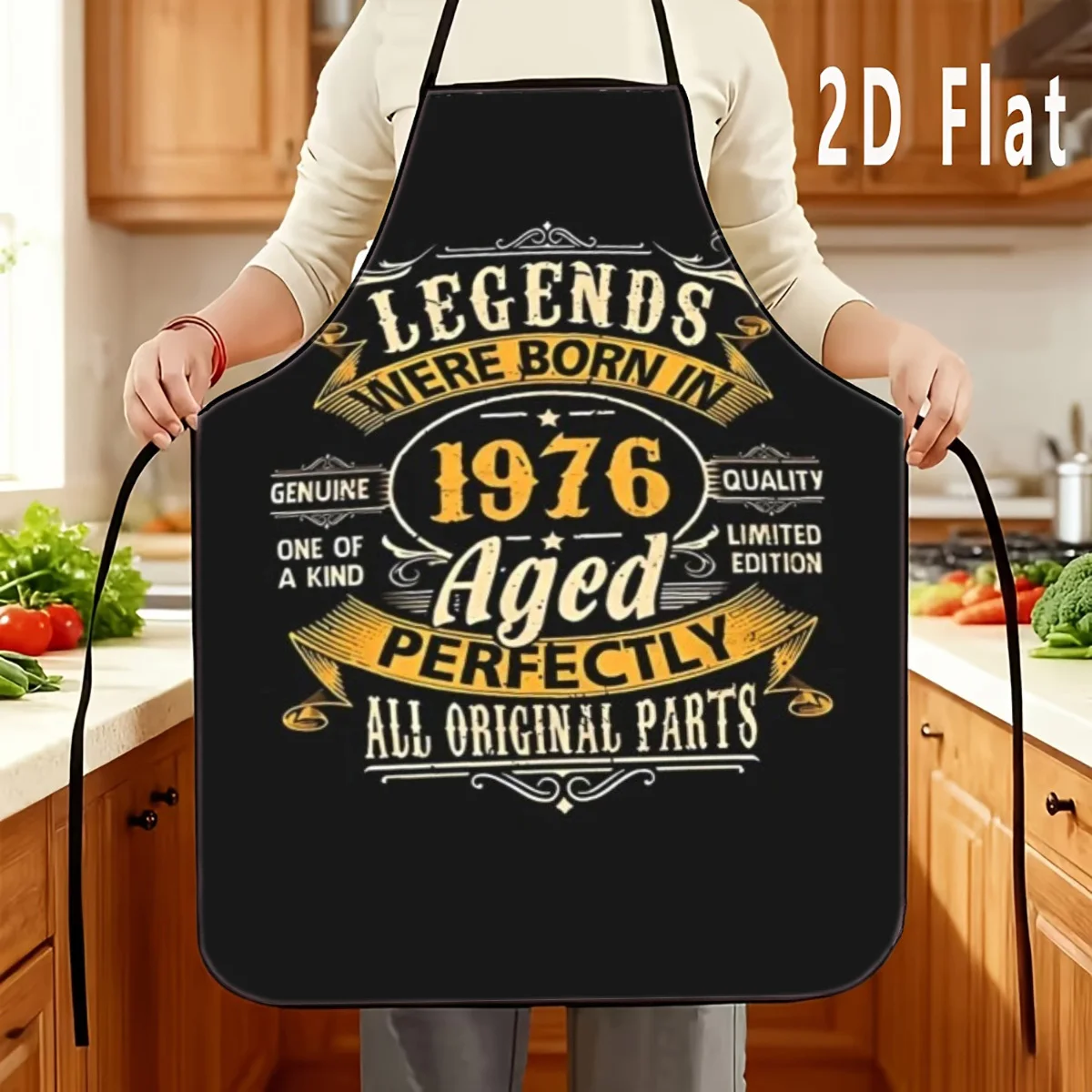 Aprons kitchen woman Aprons for woman 1Pc 2D flat legend born in 1976 printed pattern apron, durable and easy to clean,