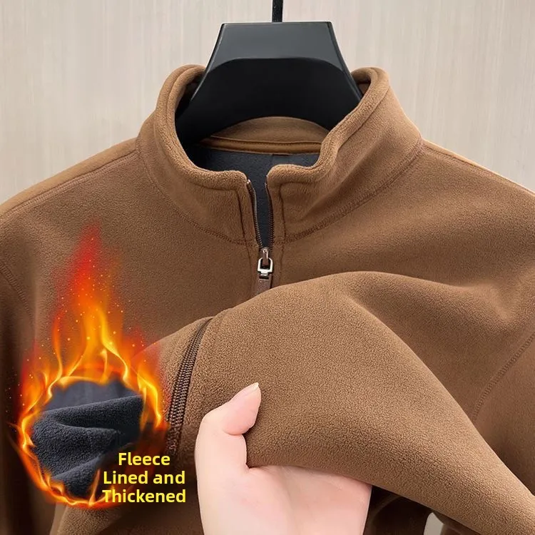 

Double-Sided Fce Hoodie Men's f High Collar Autumn Winter Fce Open Cardigan Warm Thiened Dad Clothes Jaet