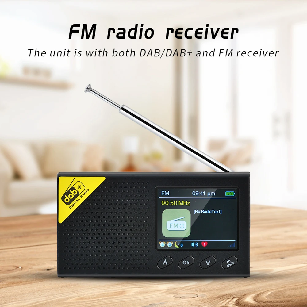 2.4 inch LCD Bluetooth-compatible 5.0 Digital Radio Multifunctional Radio DAB/FM/AM Receiver Broadcasting Rechargeable Radio EU