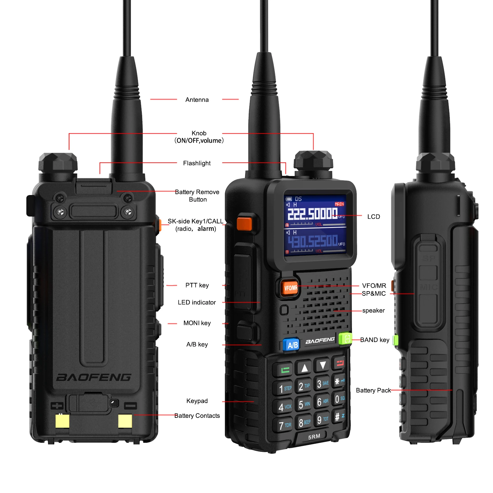 Imagem -04 - Baofeng-tipo-c de Carregamento Multi Band Walkie Talkie 5rm 8w am fm 2500mah 999ch Rádio em Dois Sentidos Uv5rh Pro Novo