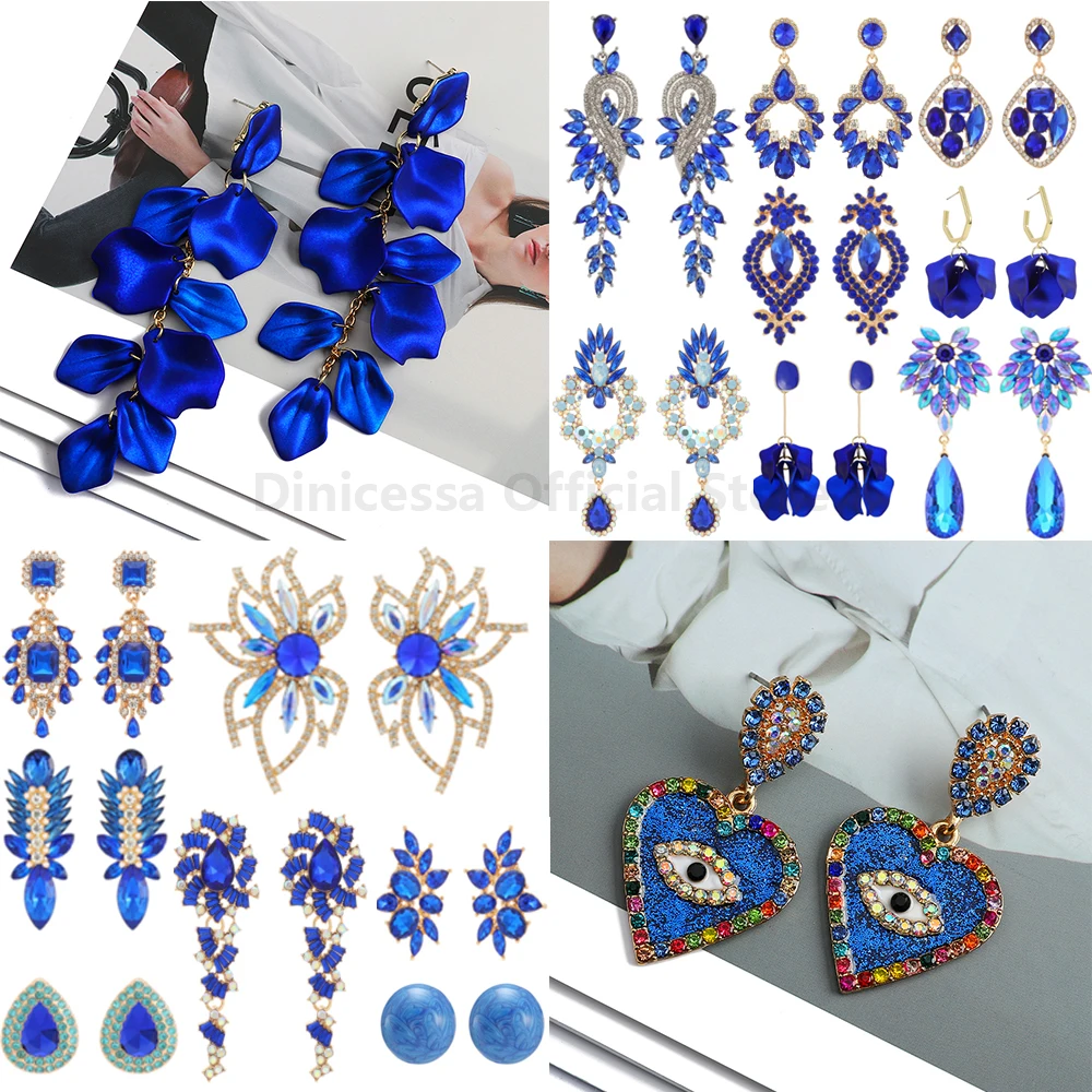 Creative Design Unique Blue Series Diversity Pendant/Stud Earrings Fashionable Elegant High-Quality Women Best Jewelry Gift