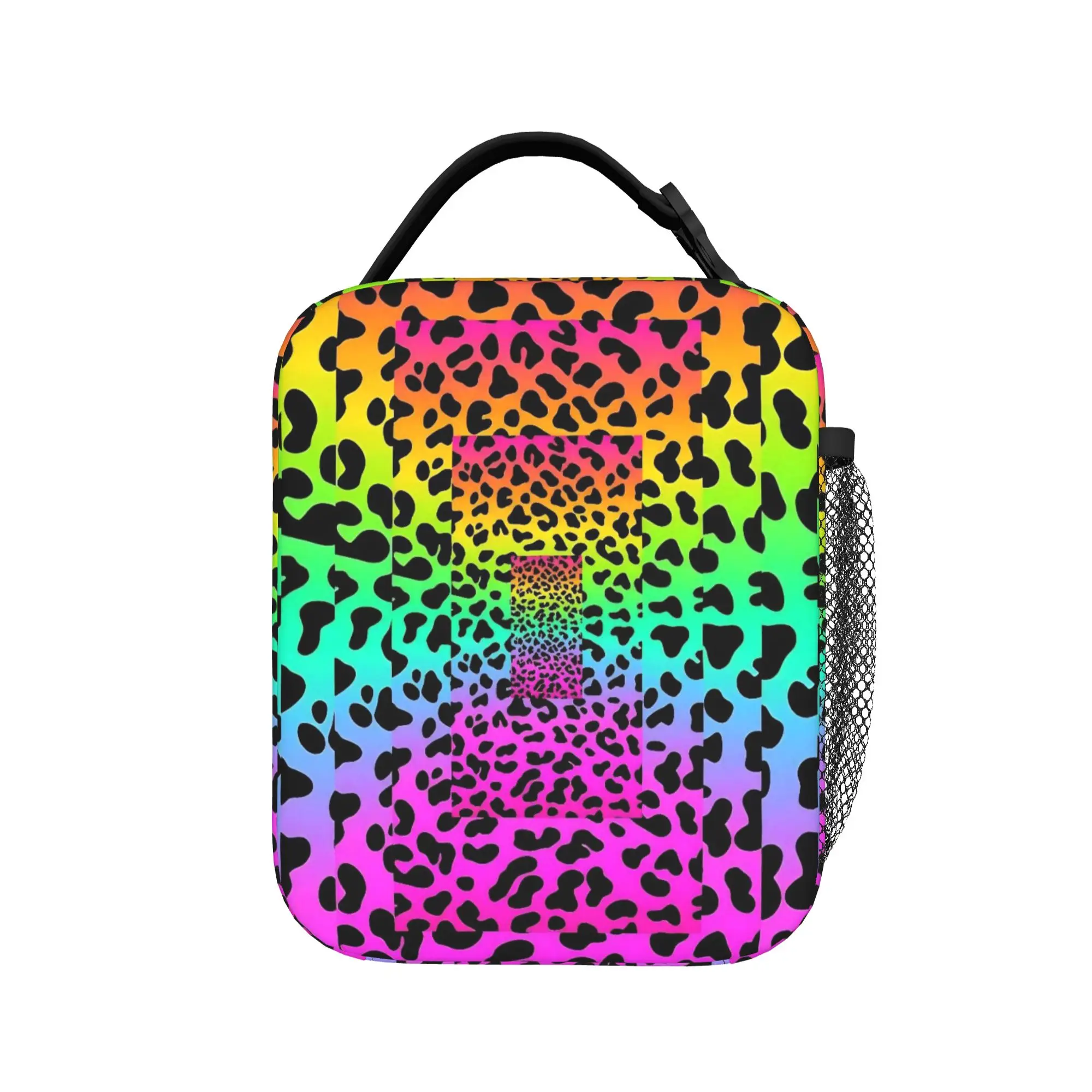 Psychedelic 80s Leopard Lunch Bag Abstract Art Office Lunch Box For Child Print Thermal Lunch Bags Portable Insulated Cooler Bag