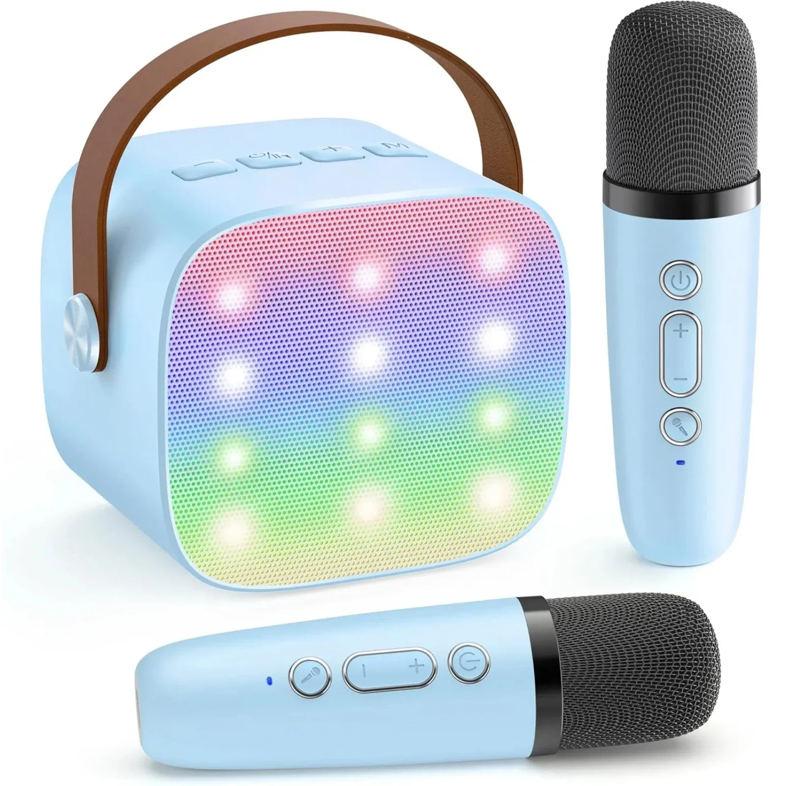On-The-Go Mini Karaoke Machine- Bluetooth Speaker W/ 2 Wireless Mics, Tf/aux/headphone Jack, Rechargeable for Travel Fun