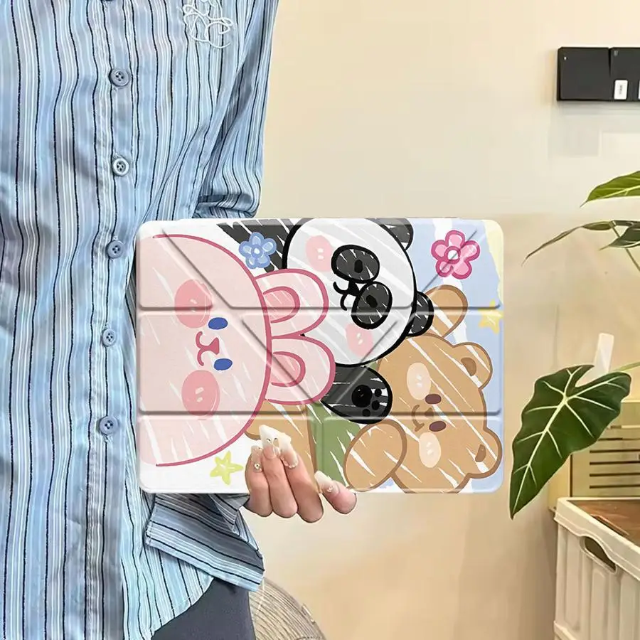 

Чехол для планшета iPad Mini 6 7 Pro 11th 10th 9th 8th 7th 12.9inch Pro 2025 Air 4 5 M3 M2 1 2 M4 11inch с держателем, милый мультяшный дизайн