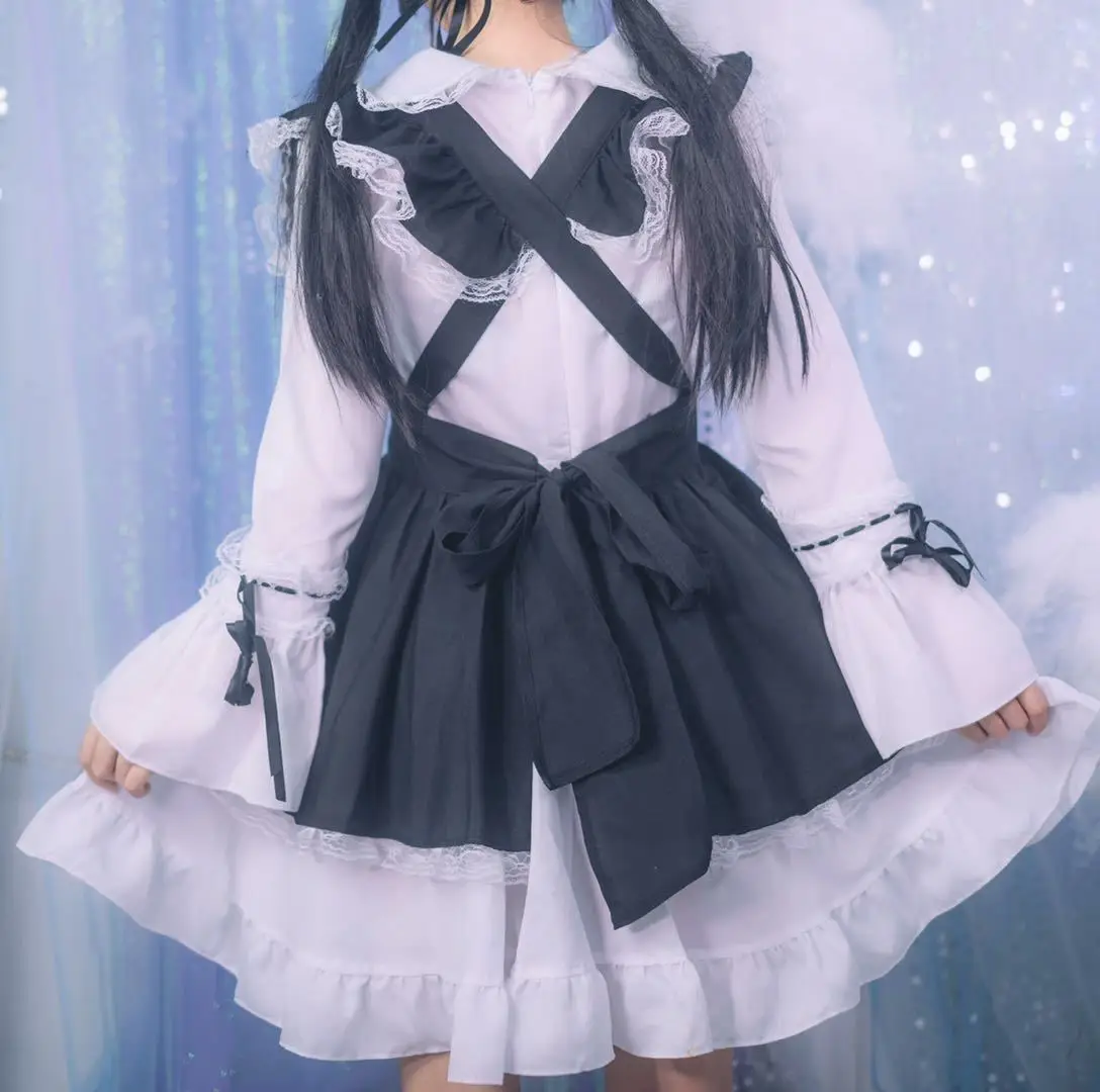 2023 Novo Preto e Branco Lolita Cosplay Traje Vestido Adulto Senhoras Aniversário Festa Show Vestido Traje