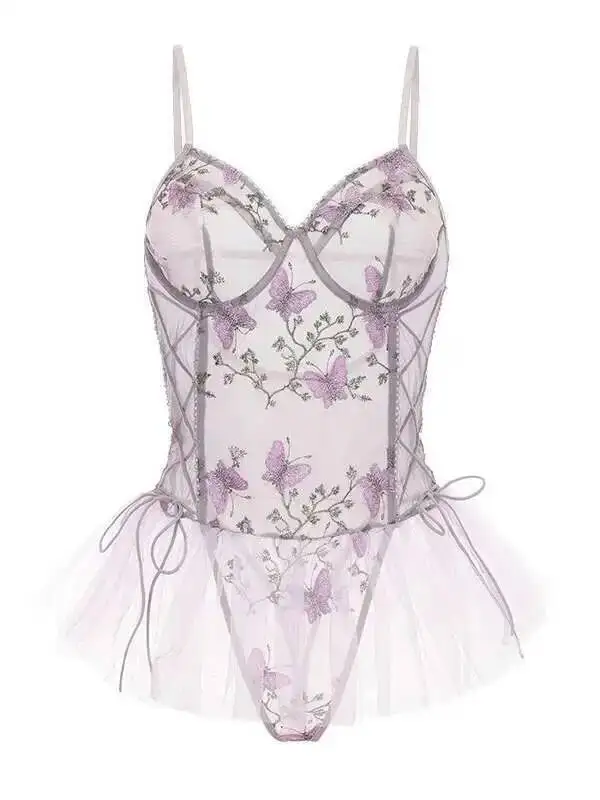 ชุดชั้นในเซ็กซี่ สายรัดรัดรูป เปิดเป้า บอดี้สูท ชุดชั้นในเซ็กซี่แบบมีโครง ชุดยูนิฟอร์มเดรสสั้นผ้าตาข่ายลูกไม้หรูหรา ชุดมินิเดรสซีทรู เซ็กซี่ ร้อนแรง 283P