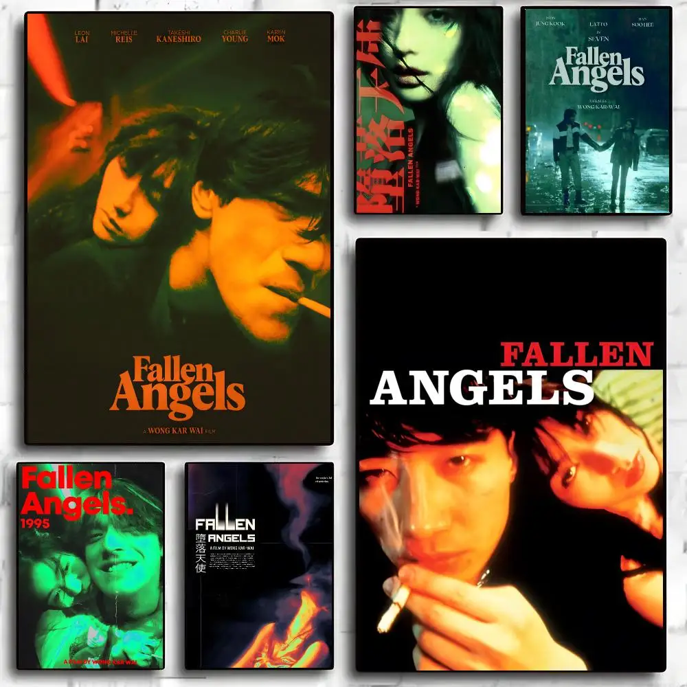 Fallen Angels Movie Retro Hongkong Poster Self-adhesive Advanced Aesthetic Printing Paper Wall Art for Living Room Home Decor