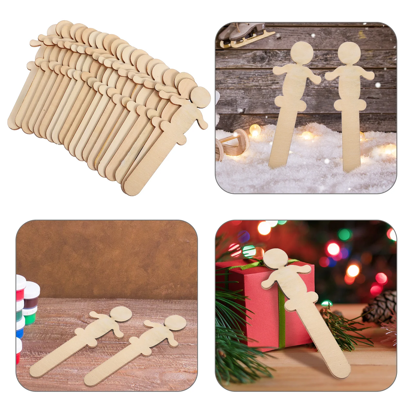 

2Pack Lovely Boys Girls DIY Wood Ornaments Rustic Wooden Art Decorations for Hand Painting Photo Props Holiday Decor