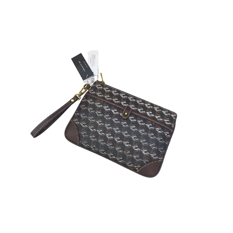 Geometric Clutch Bag PU Wrist Strap Corner Detail Women's Daily Commute Wristlet Purse Makeup Pouch