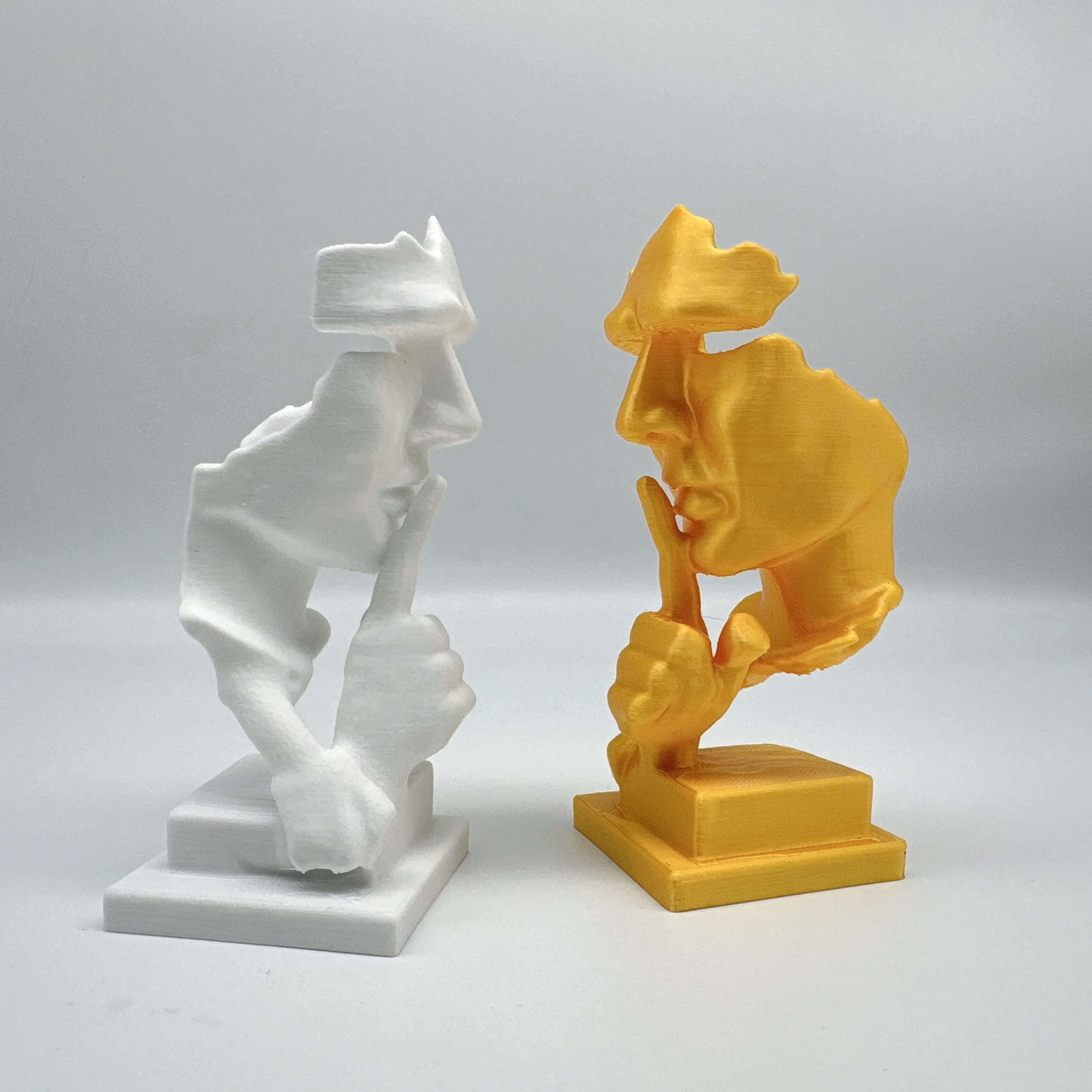 طباعة ثلاثية الأبعاد، الصمت هو الذهب المفكر النحت الحلي البلاستيكية، مجردة الحديثة بسيطة غرفة المعيشة سطح المكتب مكتب الديكور