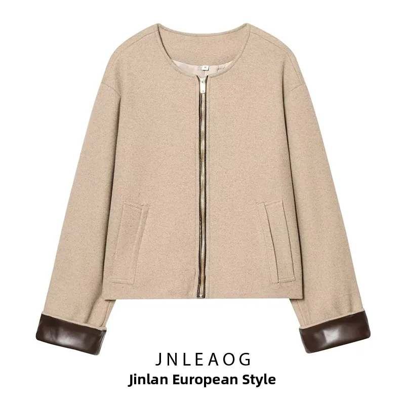

JNLEAOG Faionable Versatile Women's Jaet Coat Design Sensation Autumn New Arrival Stand Fit Long Sve Polyester Zipper