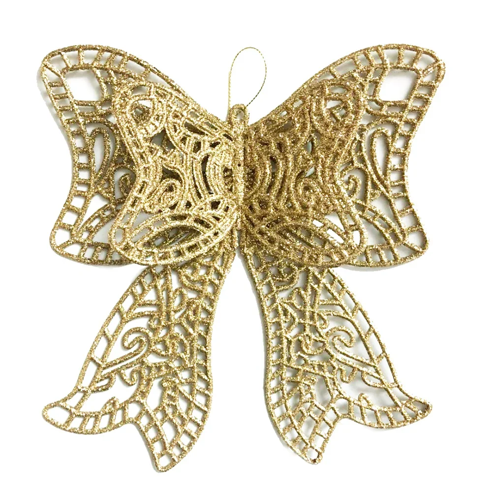 Foreign trade gold powder pendant plastic large three-dimensional soft bow christmas tree decorations 20cm scene layout